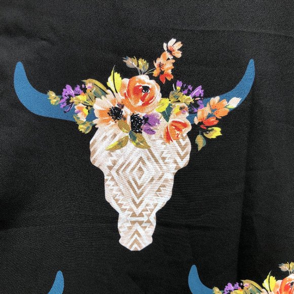 Altar'd State O'Keefe Dress A-Line Floral Cow Skull Southwest NWT Women's Size S - Picture 5 of 7